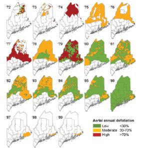 Compilation of SBW defoliation maps from the Maine Forest Service from 1972 to 1989.