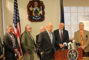 Photo of Doug Denico, Maine Forest Service, at SBW news conference.