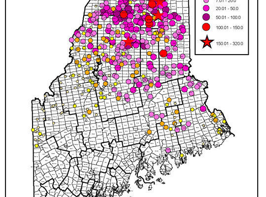 2015 Map of pheromone trap catches